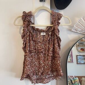 Natural Life Floral Ruffle Top